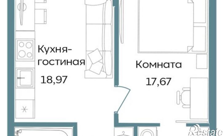 1-комн квартира в новом доме Саки