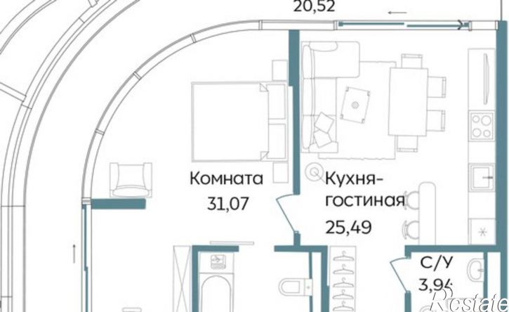 2-комн квартира в новом доме Саки