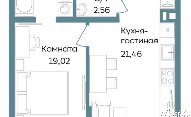 2-комн квартира в новом доме Саки