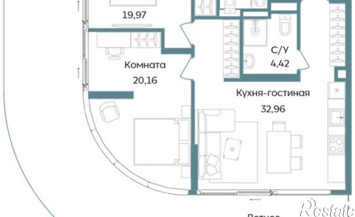 3-комн квартира в новом доме Саки