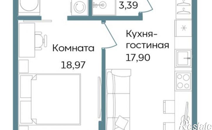1-комн квартира в новом доме