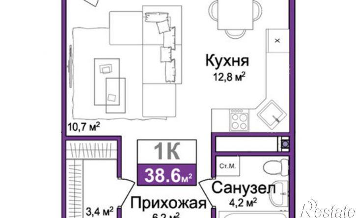1-комн квартира в новом доме Симферополь, Центральный район, ЖК Город Мира