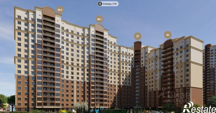3-комн квартира в новом доме Симферопольский район, село Мирное