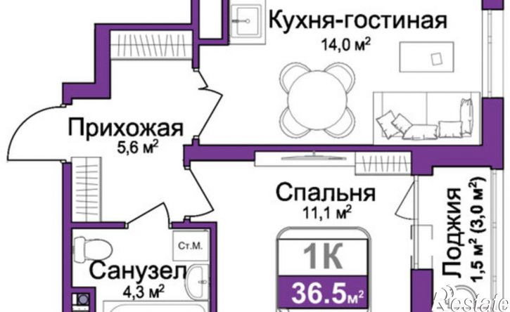 1-комн квартира в новом доме Симферополь, Центральный район, ЖК Город Мира