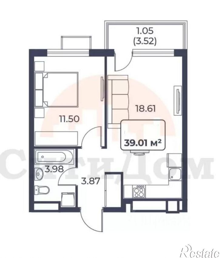 1-комн квартира ул Героев, 12,  д. 12