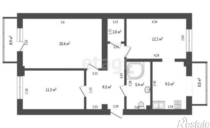 3-комн квартира Феодосия, Симферопольское шоссе, 24Б