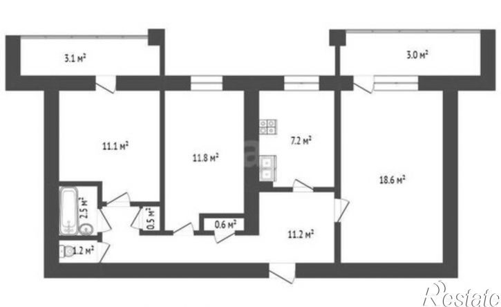 3-комн квартира Евпатория, проспект Победы, 47