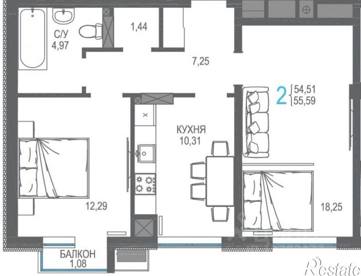 2-комн квартира в новом доме ул Магистральная, 3,  д. 3