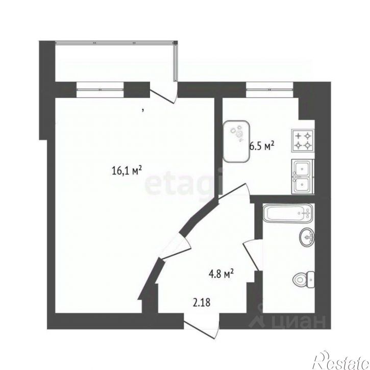 1-комн квартира ул Санаторная, 16А,  д. 16А