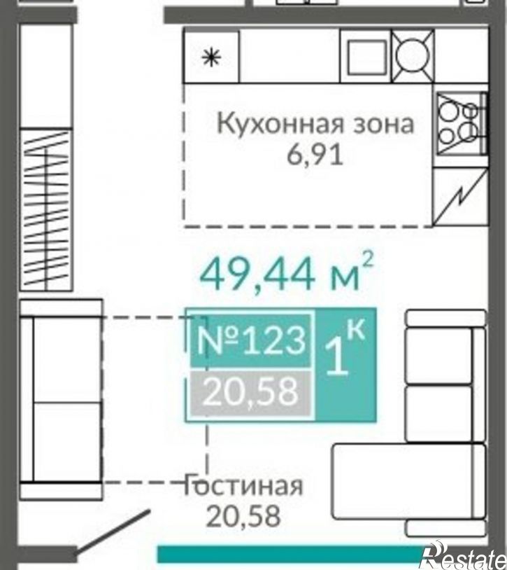 1-комн квартира Евпатория, Симферопольская улица, 2Х