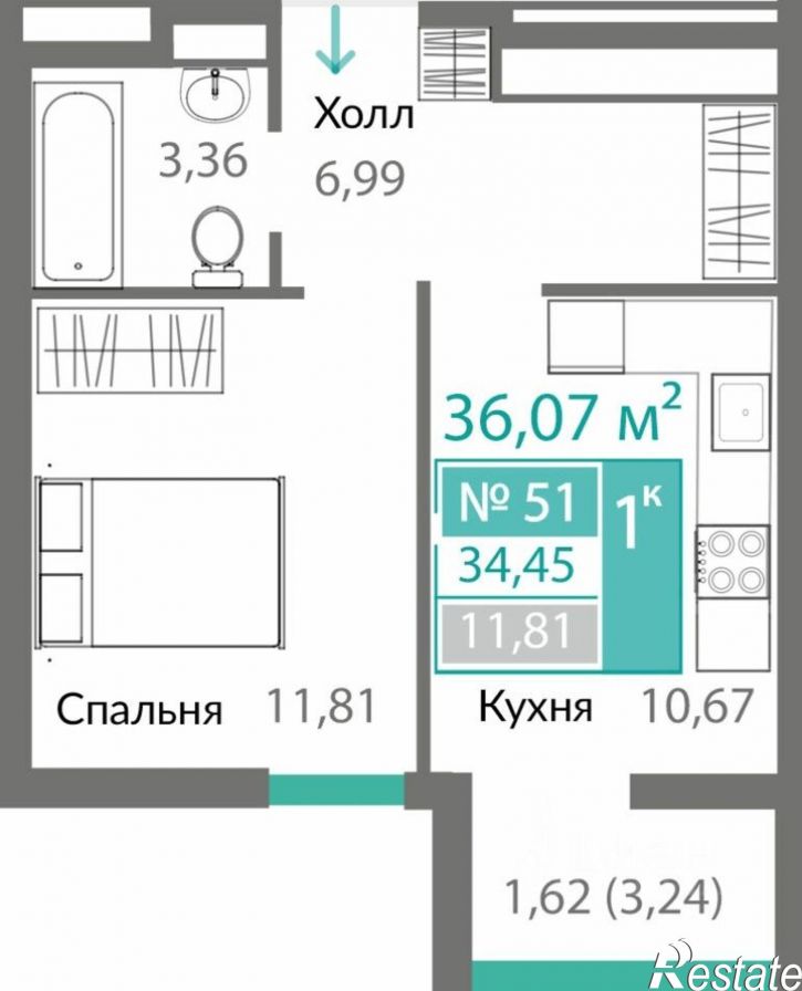 1-комн квартира в новом доме Симферополь, Киевский район