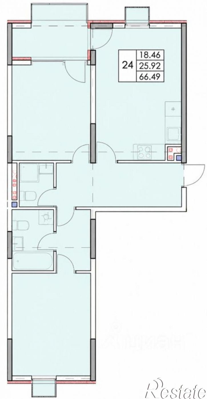 2-комн квартира в новом доме Симферопольский район
