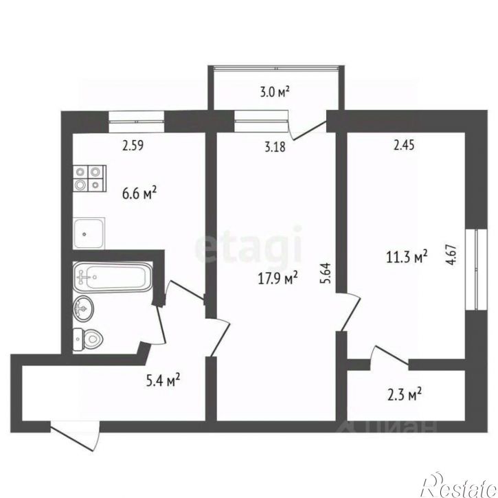 2-комн квартира Сакский район