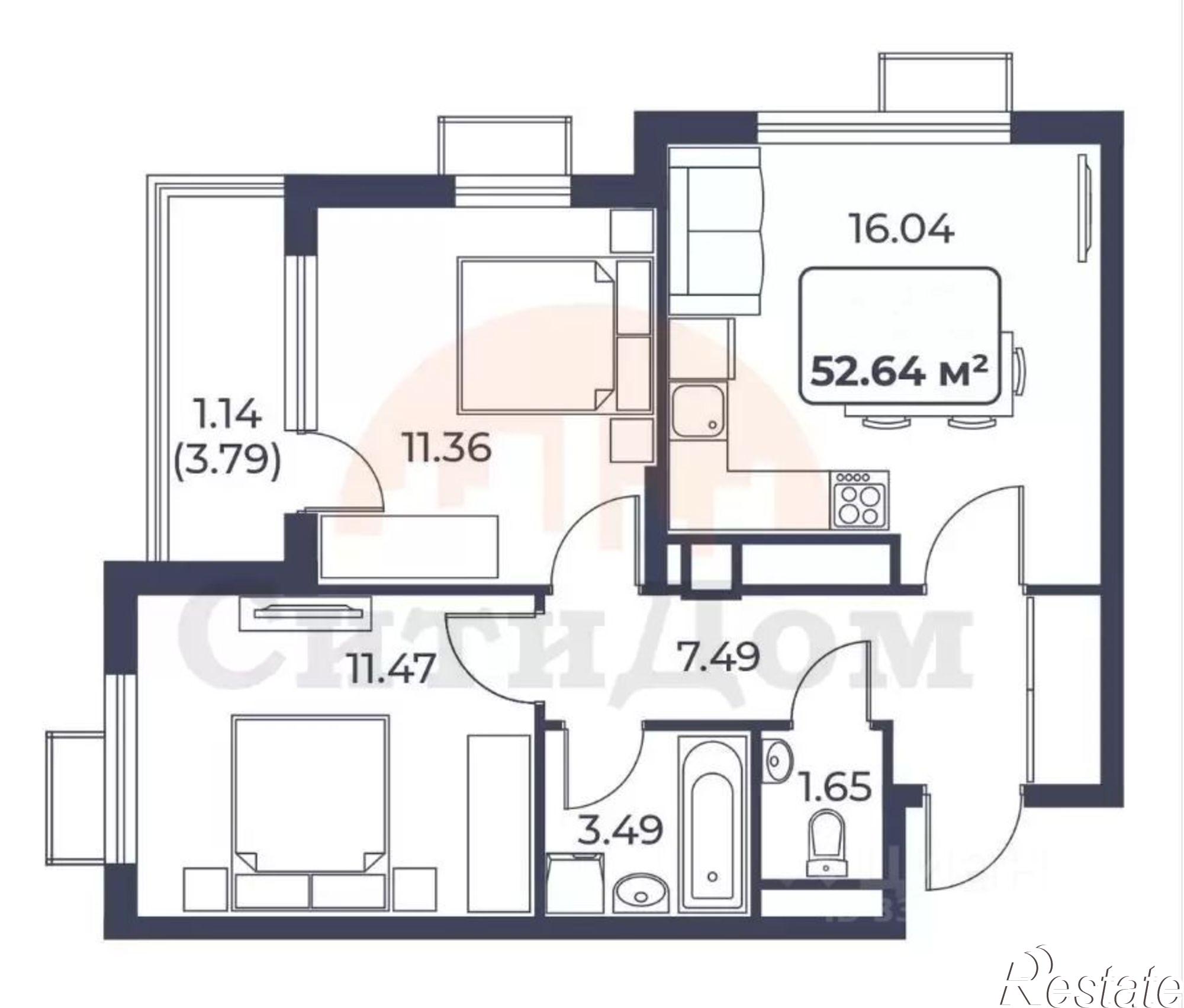 Купить квартиру за 10 317 400 рублей на ул Героев, 12