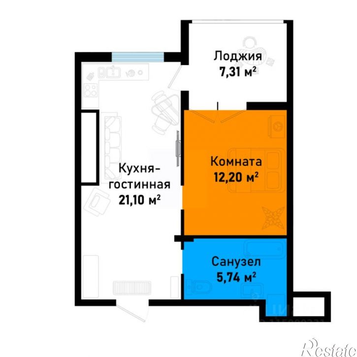 1-комн квартира в новом доме