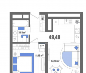 1-комн, 49 кв м, этаж 2/22 Евпатория