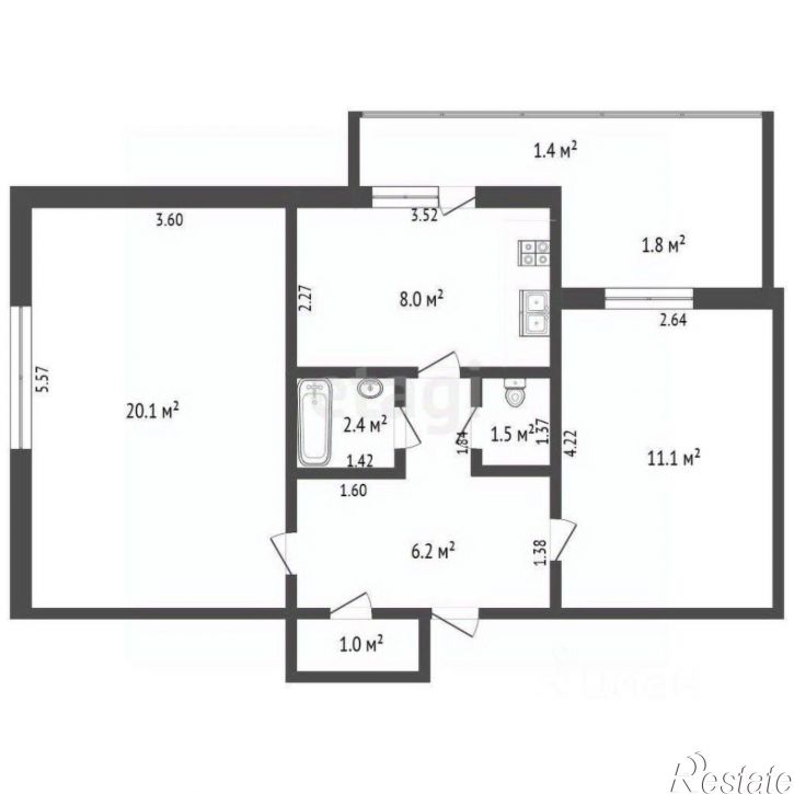 2-комн квартира пр-кт 30-летия Победы, 33,  д. 33