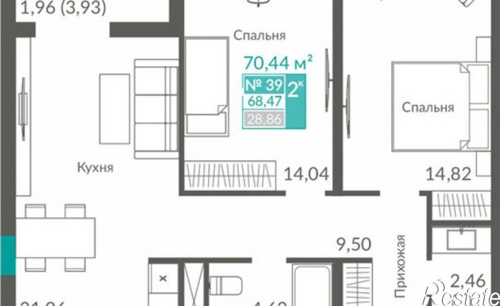 2-комн квартира в новом доме Севастополь, ЖК Видный