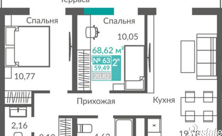 2-комн квартира в новом доме Севастополь, ЖК Видный