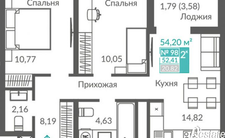2-комн квартира в новом доме Севастополь, ЖК Видный