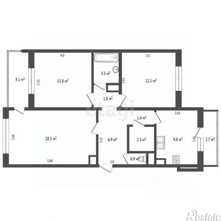 3-комн квартира ул Димитрова, 18,  д. 18