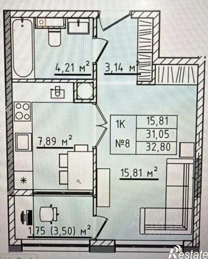 1-комн квартира д.17а к1
