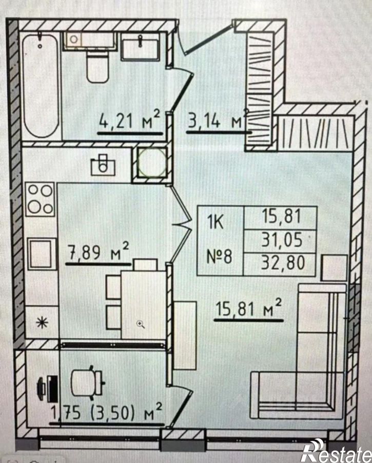 1-комн квартира д.17а к1