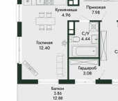 2-комн, 49 кв м, этаж 6/13 ул Краснофлотская, 32/5