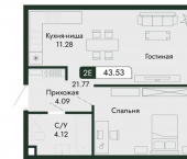 2-комн, 44 кв м, этаж 4/12 ул Саранчева, 1