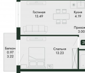 2-комн, 38 кв м, этаж 11/13 ул Краснофлотская, 32/5
