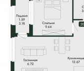 2-комн, 37 кв м, этаж 3/12 ул Саранчева, 1