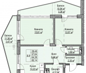 2-комн, 64 кв м, этаж 12/12 улица Левитана, 5