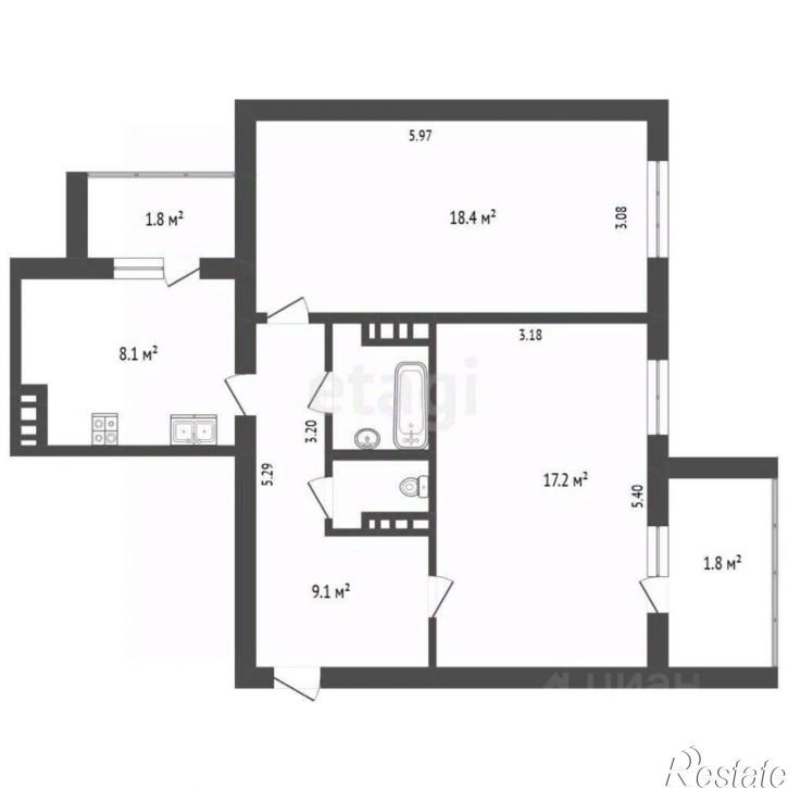 2-комн квартира 2-й микрорайон, 60/1а,  д. 60/1а