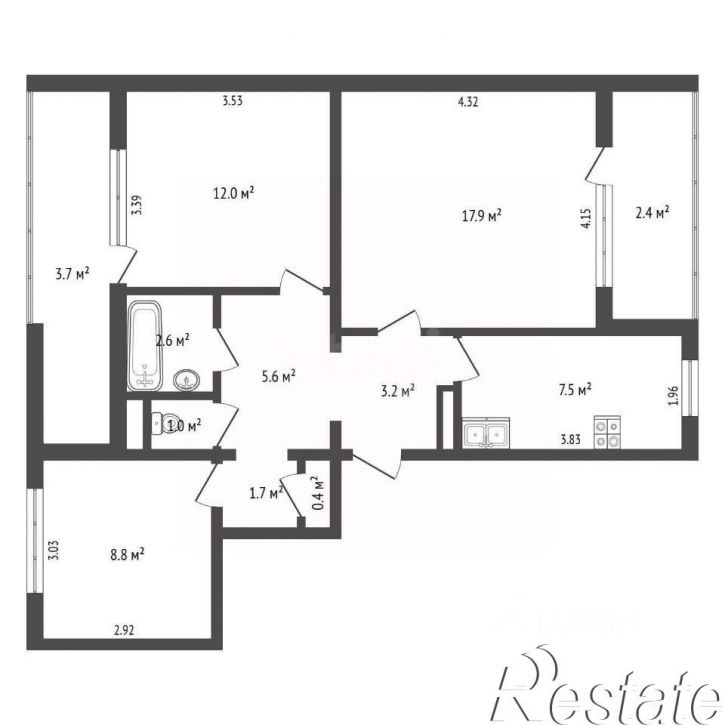 3-комн квартира проспект Октябрьской Революции, 56Б,  д. 56Б