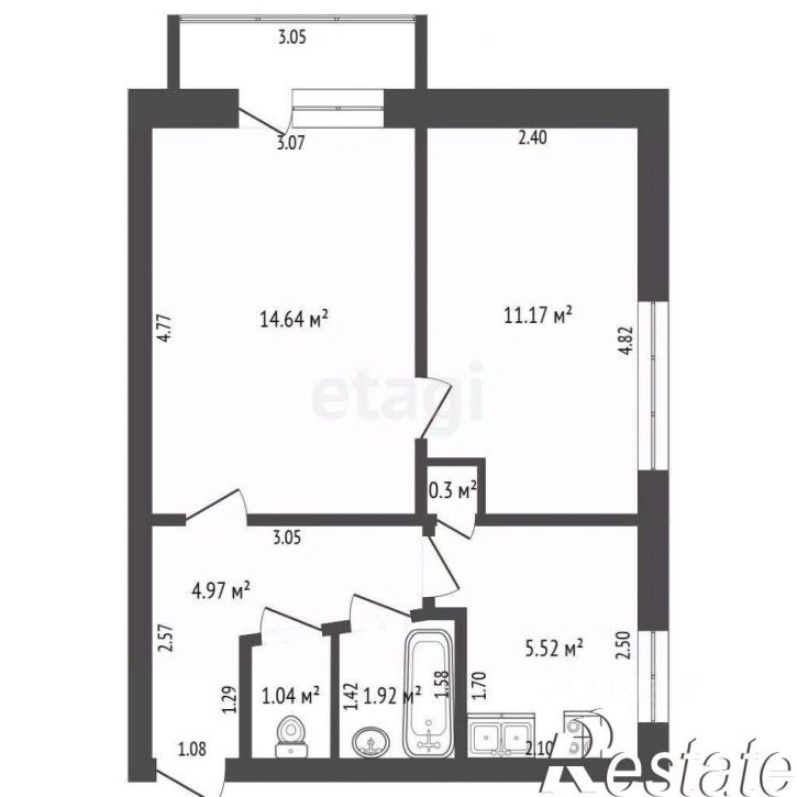 2-комн квартира улица Первушина, 2,  д. 2