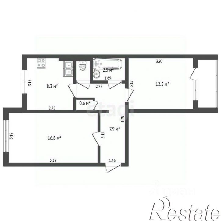 2-комн квартира 1-й микрорайон, 31,  д. 31