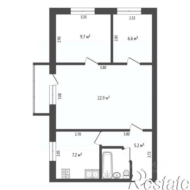 3-комн квартира Строительная улица, 5,  д. 5