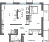 3-комн, 93 кв м, этаж 15/16 Бакунинский проезд, 13