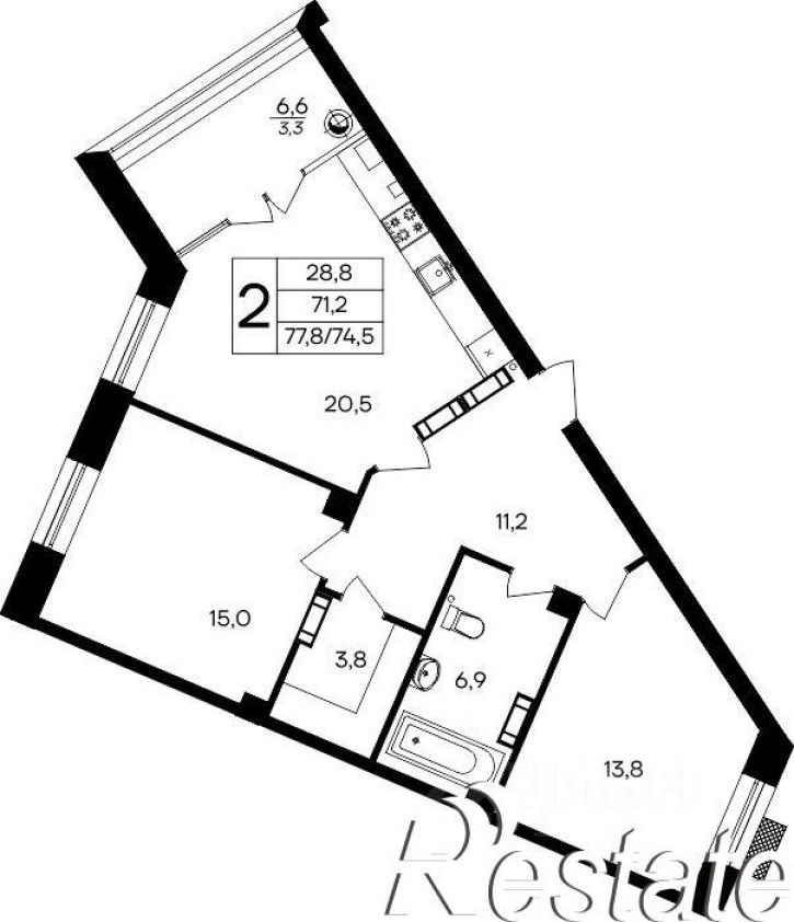 2-комн квартира в новом доме Маячная улица, 10,  д. 10