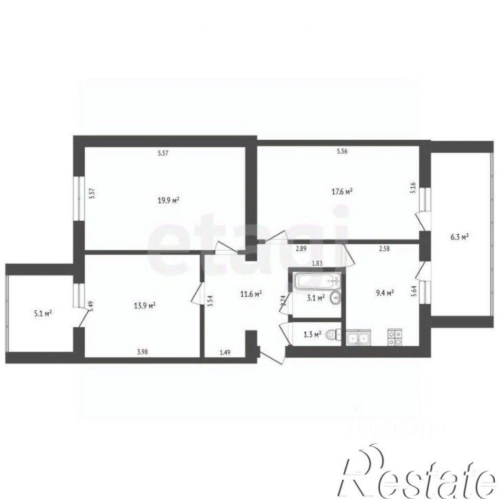 3-комн квартира Севастопольская улица, 17В,  д. 17В