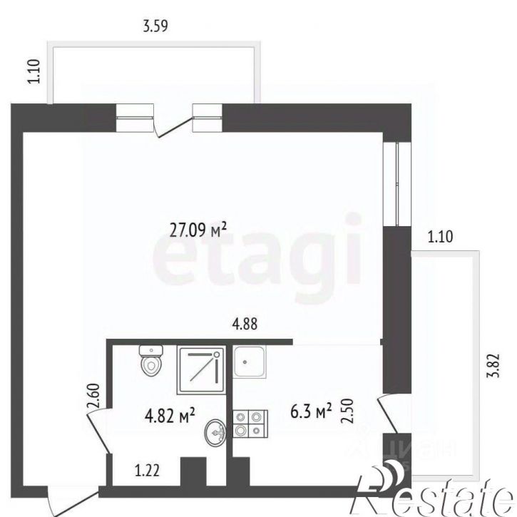 1-комн квартира Виноградная улица, 19А,  д. 19А