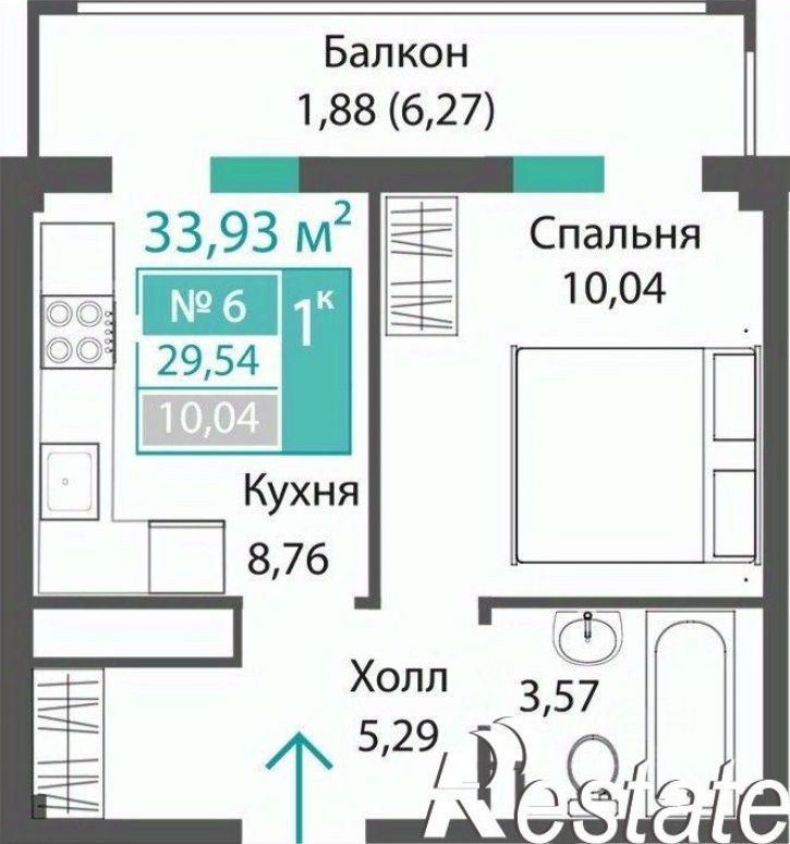 1-комн квартира в новом доме Симферопольский район, село Мирное