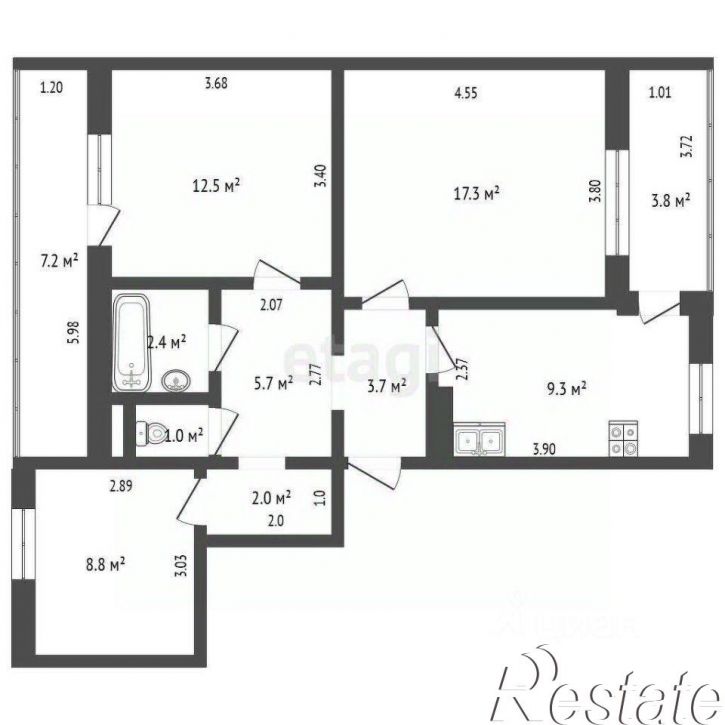 3-комн квартира улица Астана Кесаева, 5/8,  д. 5/8