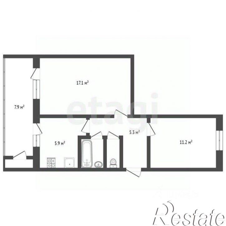2-комн квартира улица Космонавтов, 5,  д. 5