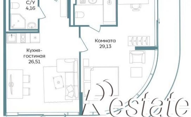2-комн квартира в новом доме