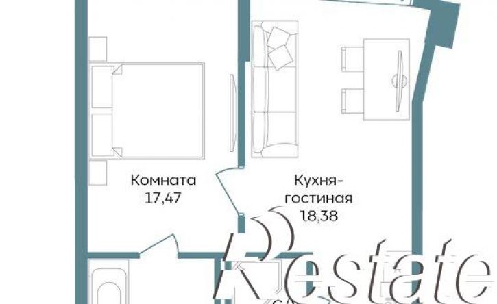 1-комн квартира в новом доме