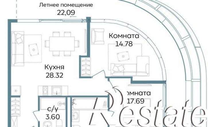 3-комн квартира в новом доме