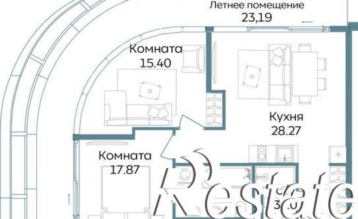 3-комн квартира в новом доме
