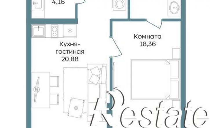 2-комн квартира в новом доме