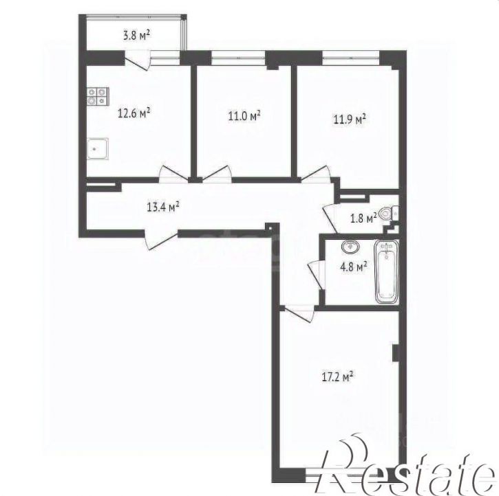 3-комн квартира Токарева проезд, 18Г,  д. 18Г
